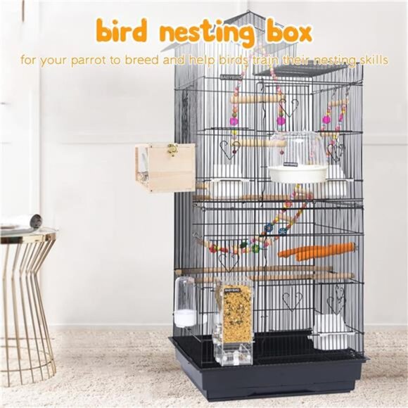 Parakeet Nesting Box Transparent Design, Bird Nest Breeding Box with Perch Wood - Picture 7 of 8
